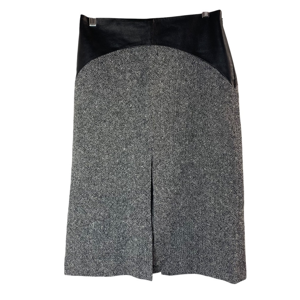 PAULA CAHEN D’ANVERS Front and Back Slits Below Knee Skirt in Black and Melange